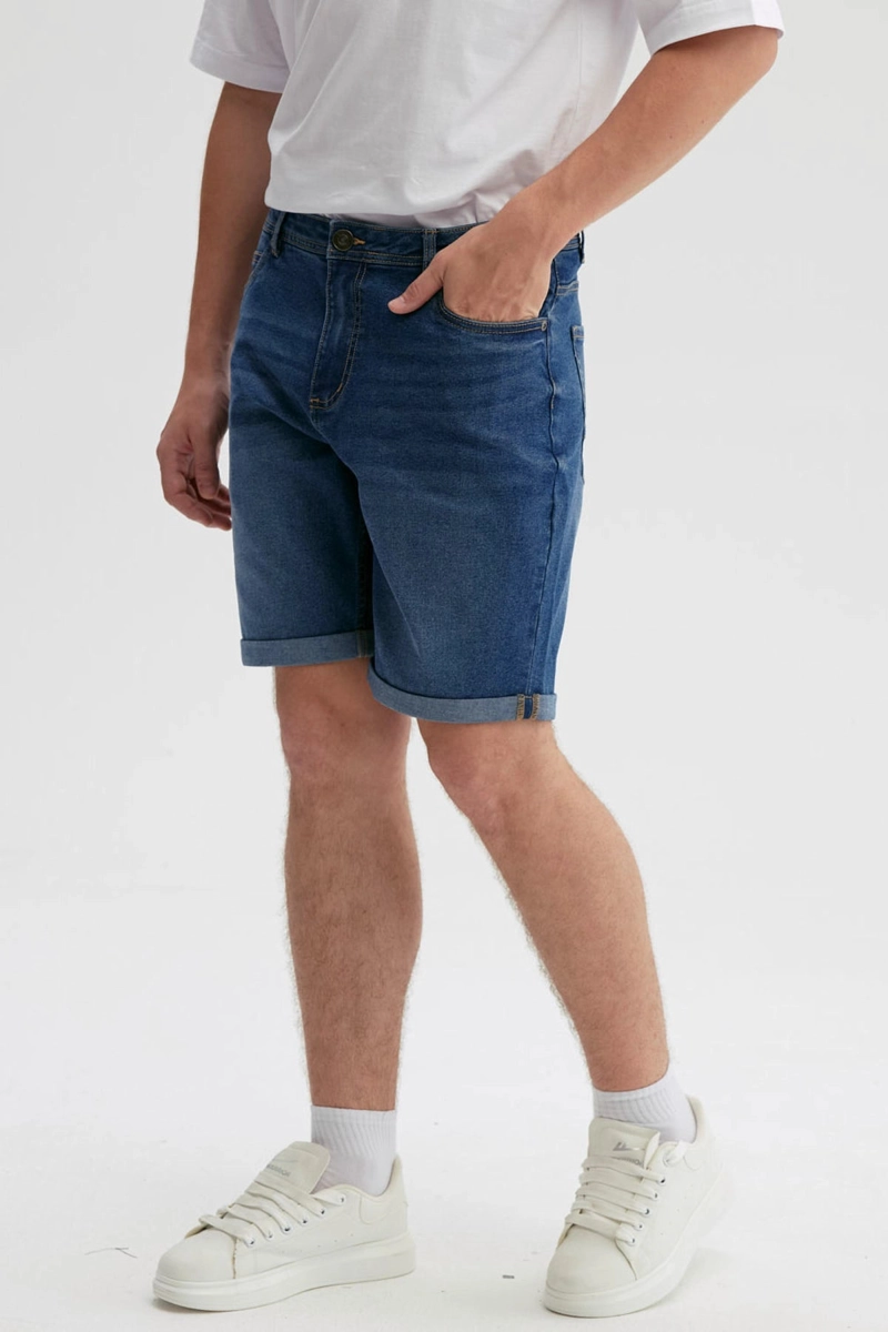 BERMUDA HOMBRE BASICA ROLL UP AZUL - 4