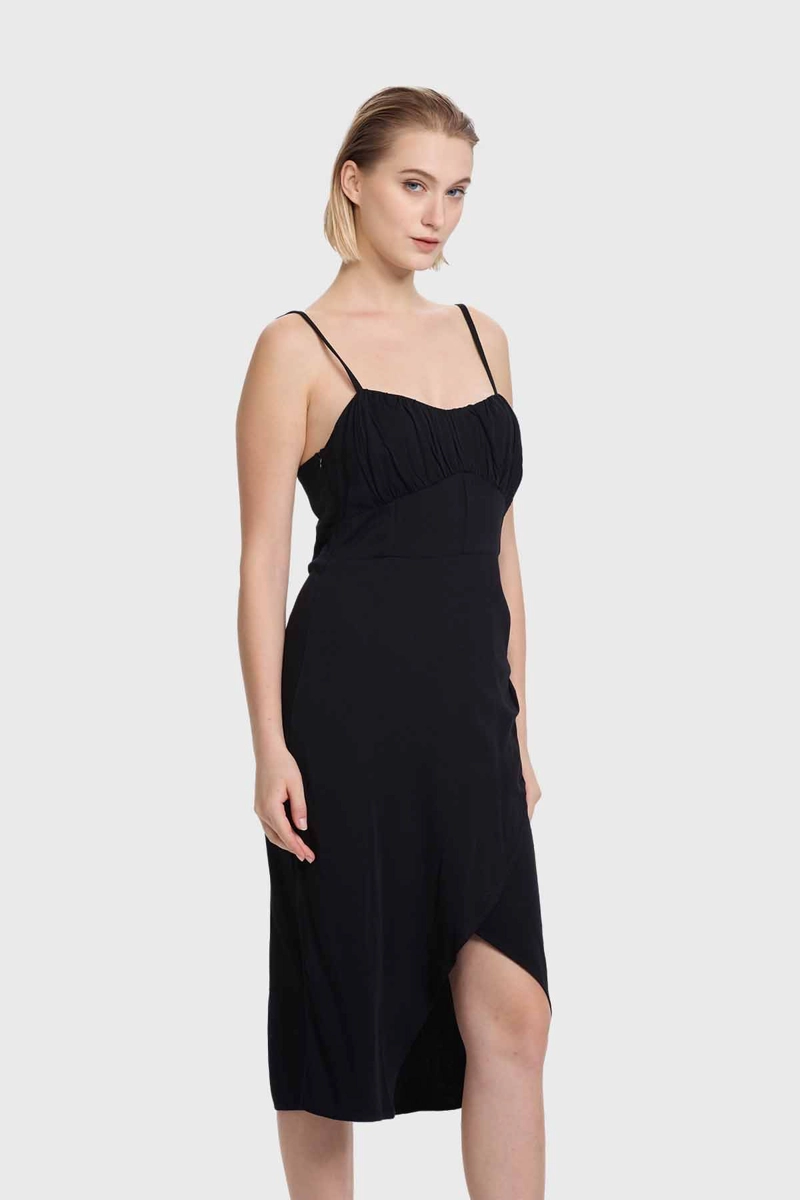VESTIDO MUJER LARGO ESCOTE NEGRO - 2