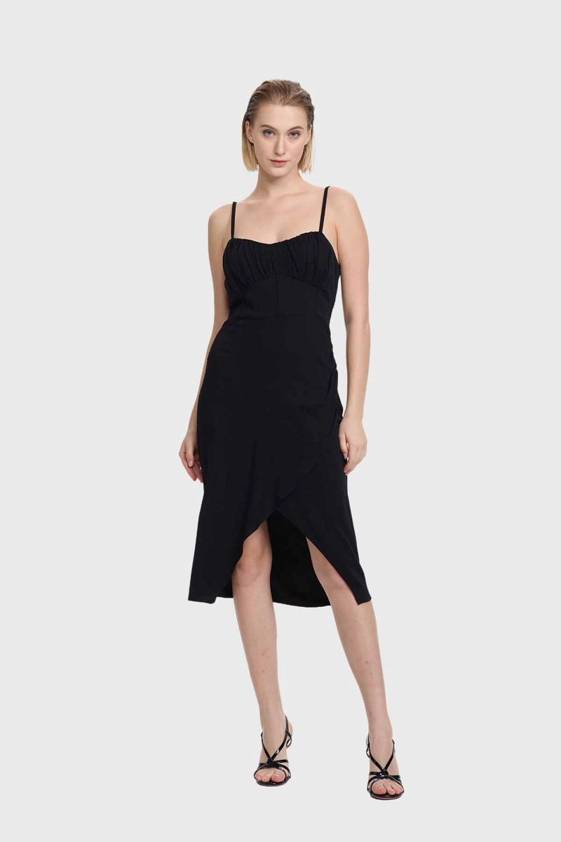 VESTIDO MUJER LARGO ESCOTE NEGRO - 3