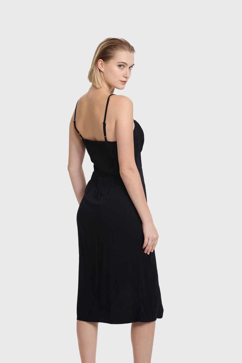 VESTIDO MUJER LARGO ESCOTE NEGRO - 4