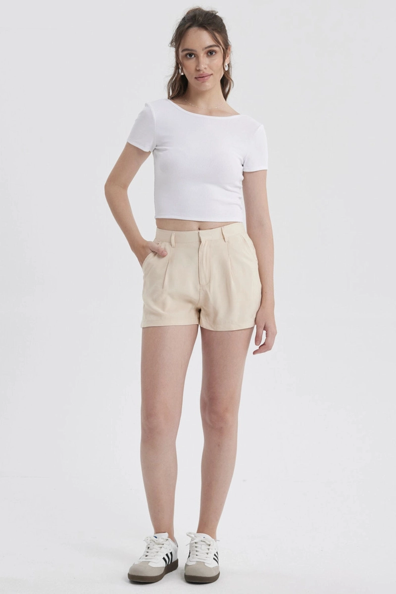 SHORT MUJER SASTRERO BEIGE - 3