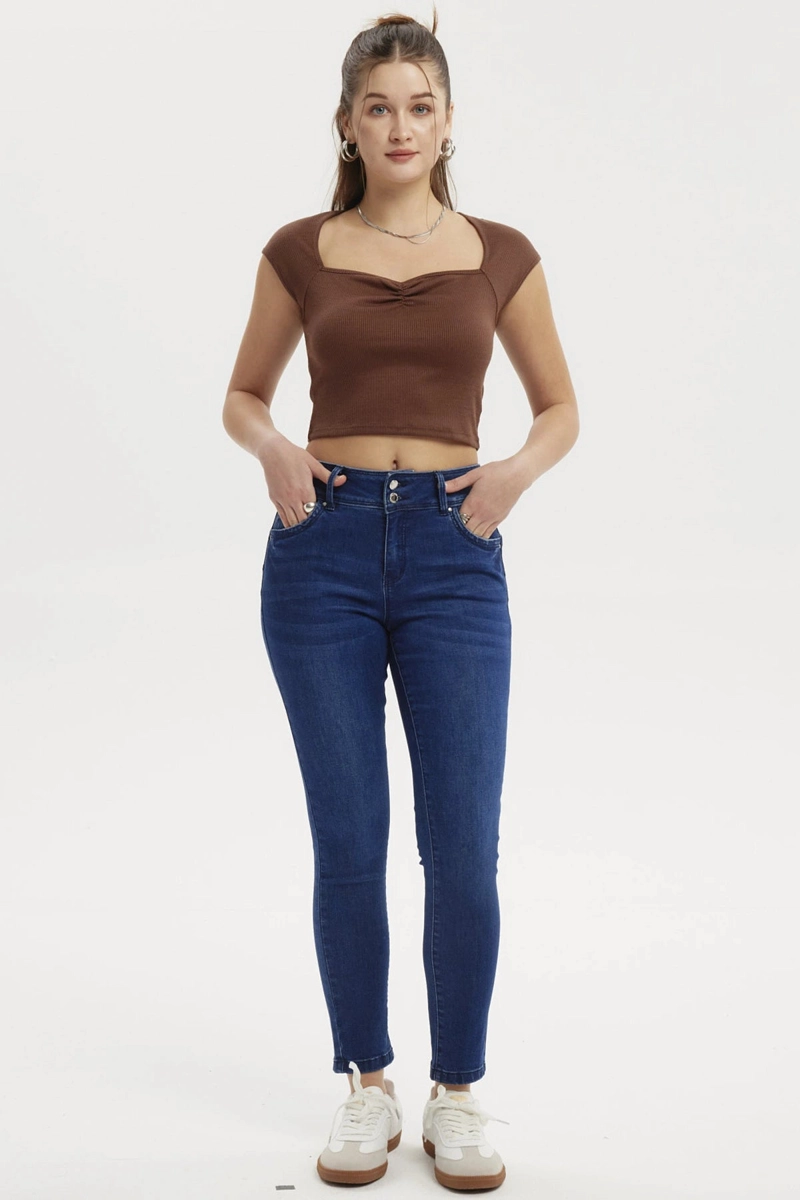 JEANS MUJER SKINNY KIM AZUL OSCURO - 4