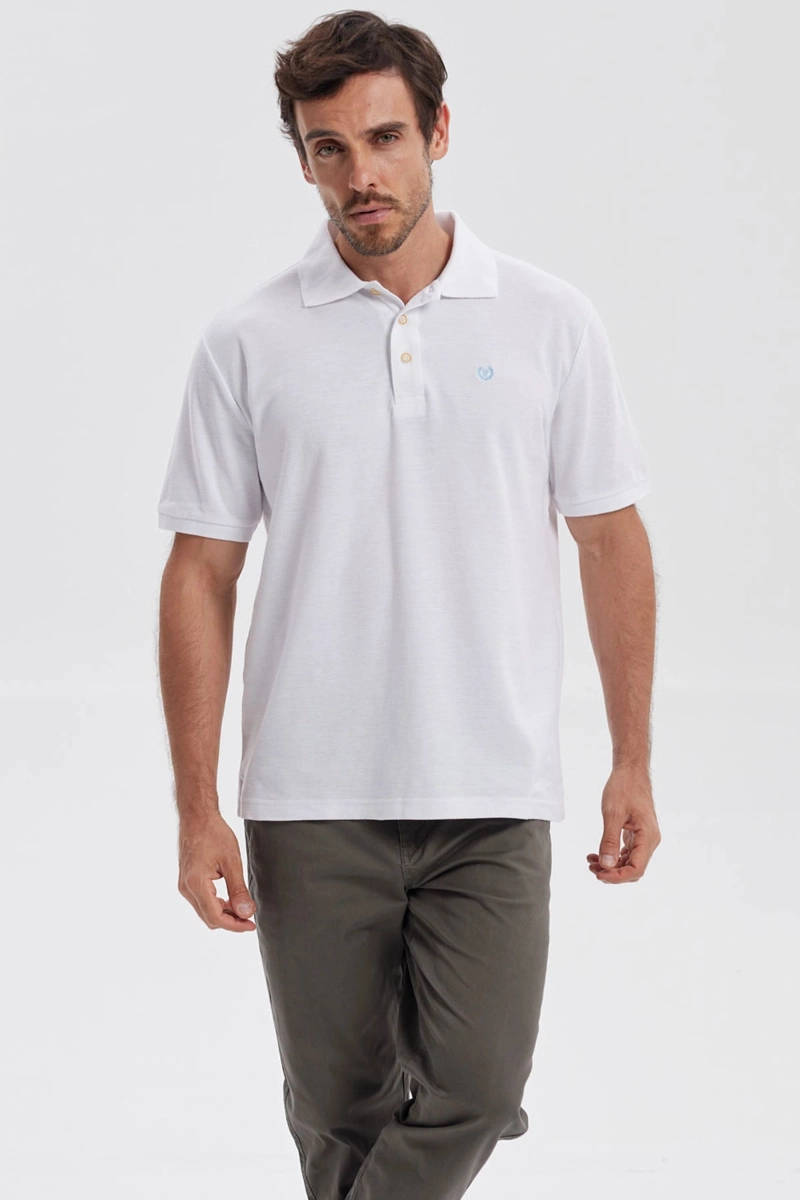 POLERA HOMBRE PIQUE BASICA LISA BLANCO - 1