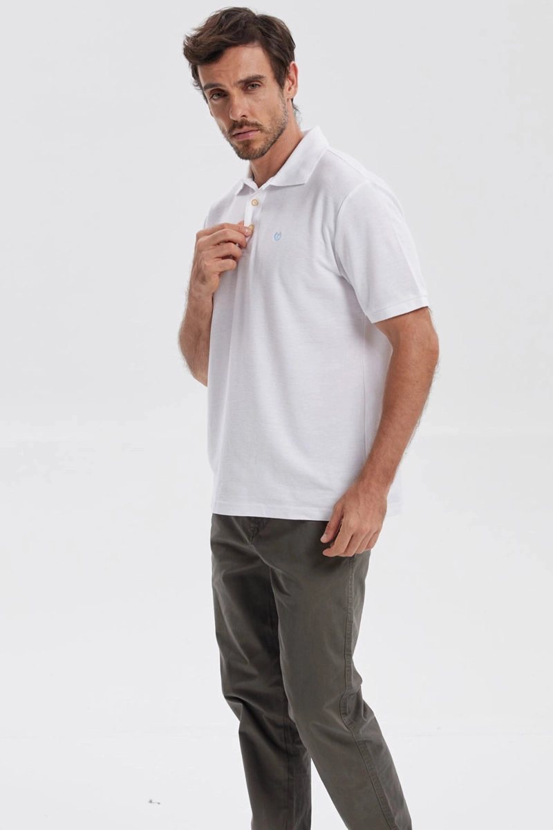 POLERA HOMBRE PIQUE BASICA LISA BLANCO - 2