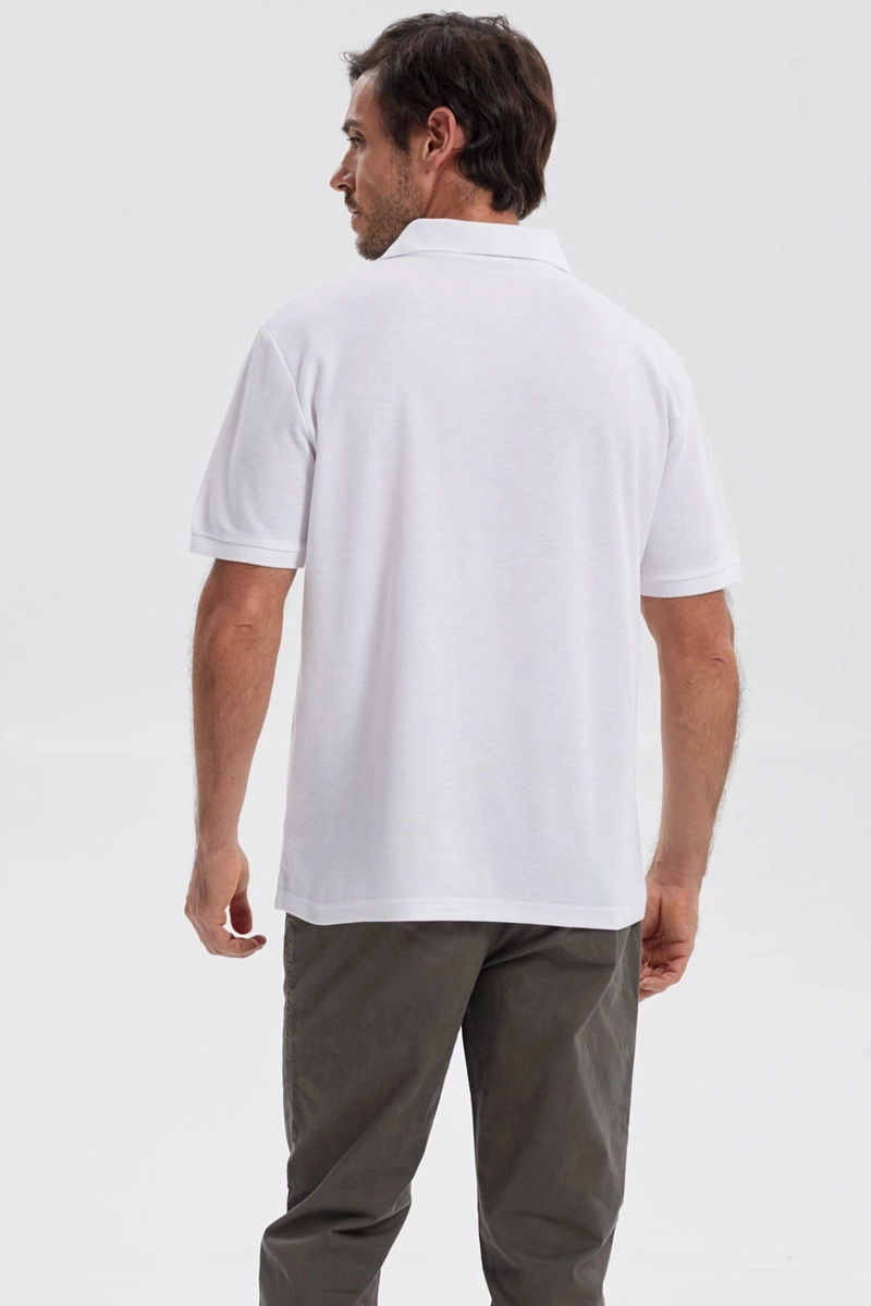 POLERA HOMBRE PIQUE BASICA LISA BLANCO - 3