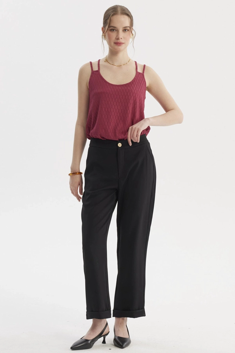 PANTALON MUJER SASTRERO DOBLADILLO BASTA NEGRO - 4