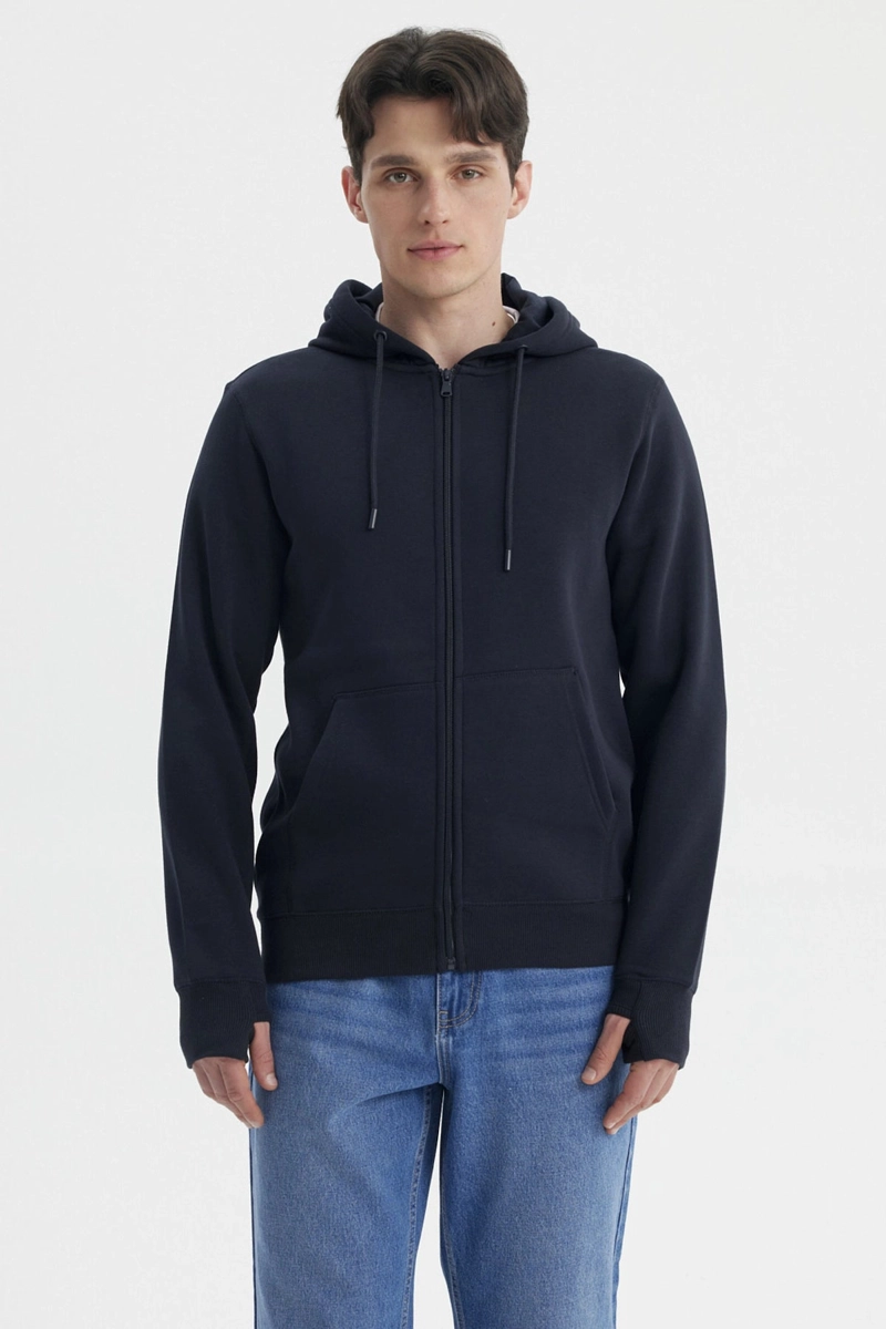 POLERON HOMBRE FULL ZIPPER AZUL MARINO - 1