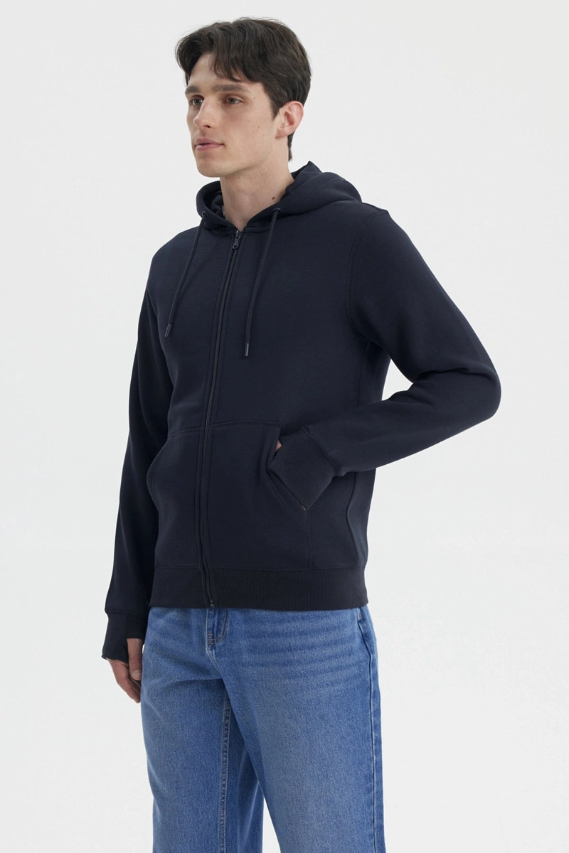 POLERON HOMBRE FULL ZIPPER AZUL MARINO - 2