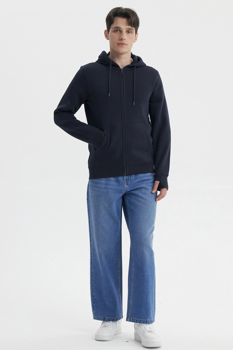 POLERON HOMBRE FULL ZIPPER AZUL MARINO - 4