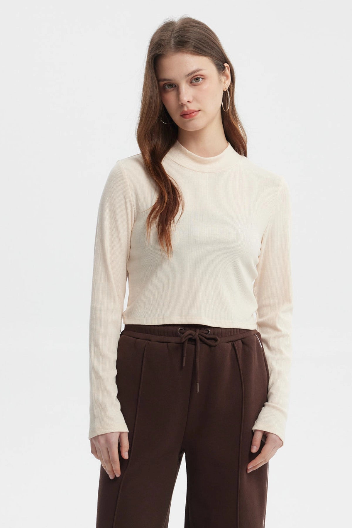 POLERA MUJER RIB CREMA - 1
