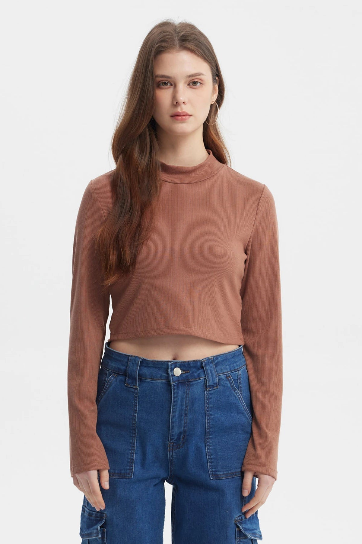 POLERA MUJER RIB CAMEL - 1