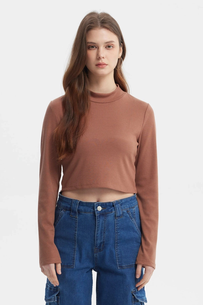 POLERA MUJER RIB CAMEL - 1