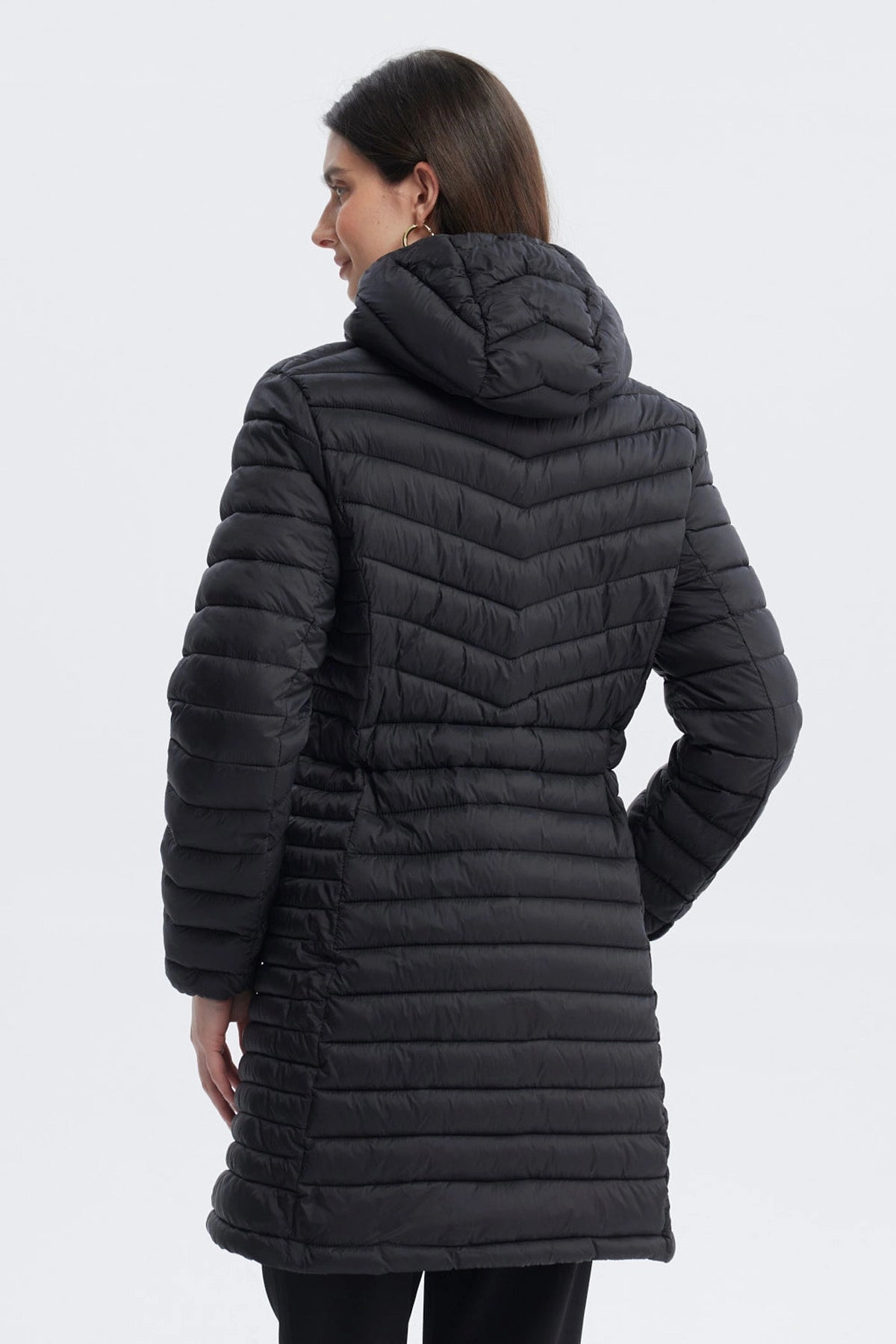 PARKA MUJER LARGA BASICA NEGRO - 3