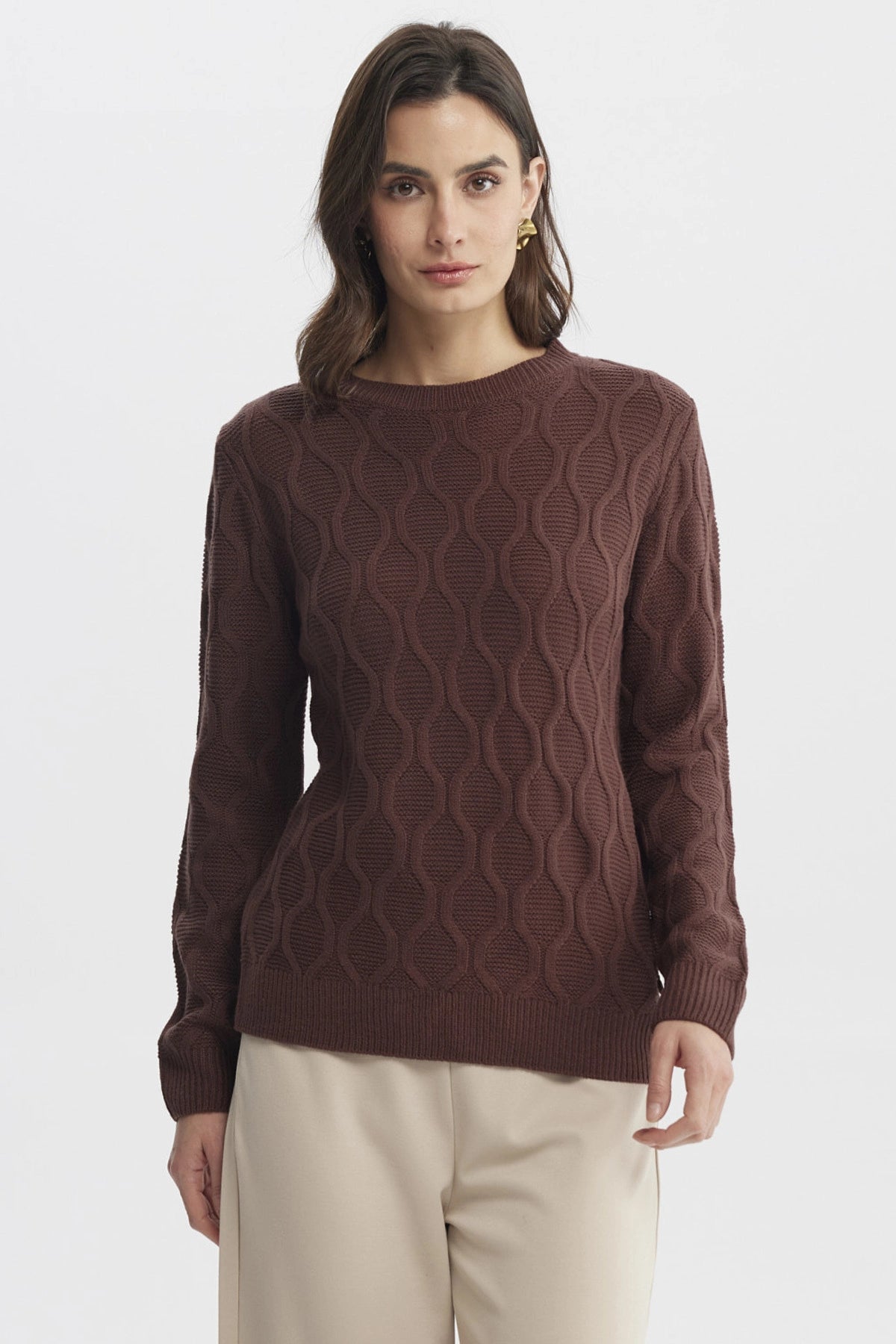 SWEATER MUJER CASUAL CAFE  CLARO - 1