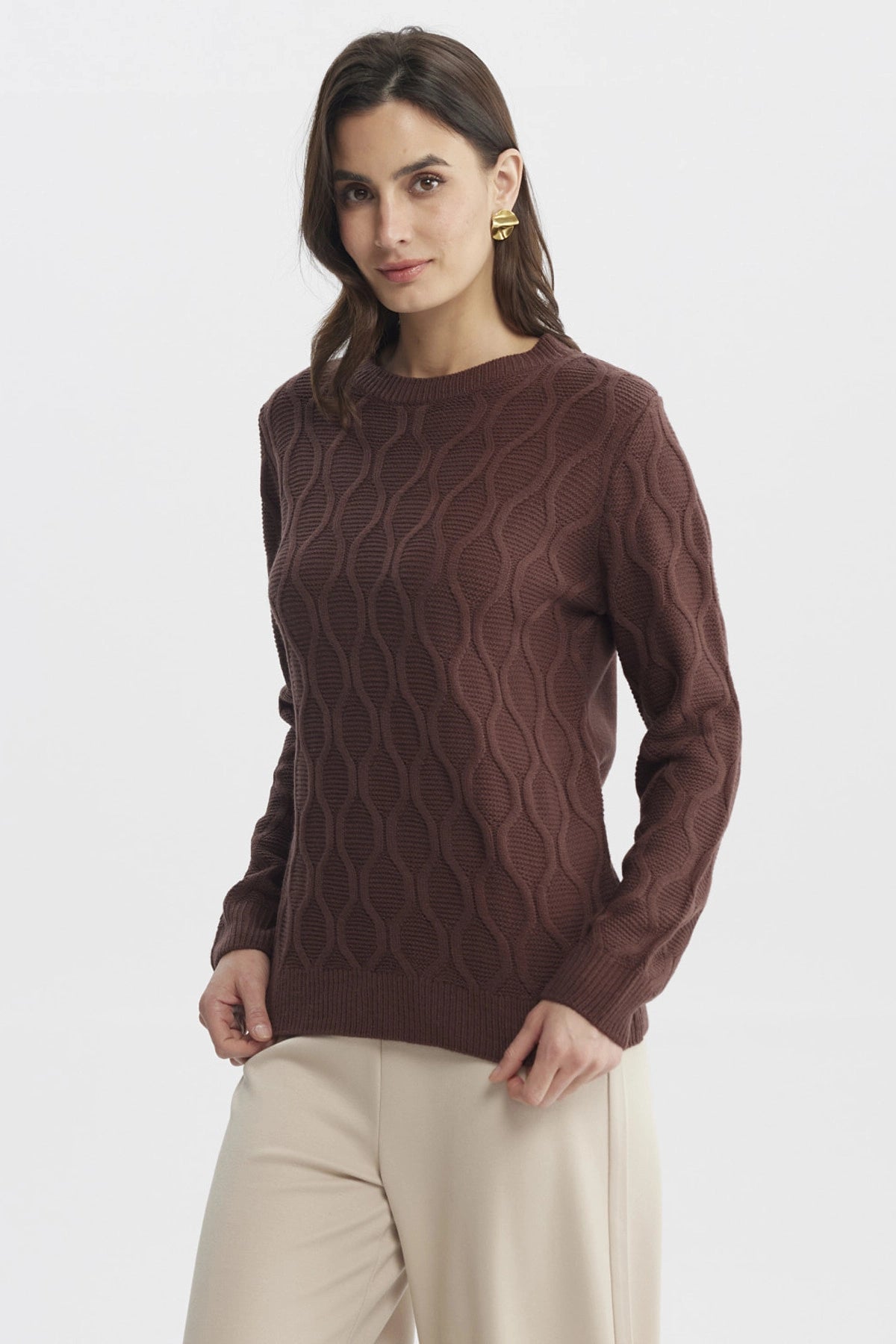SWEATER MUJER CASUAL CAFE  CLARO - 2