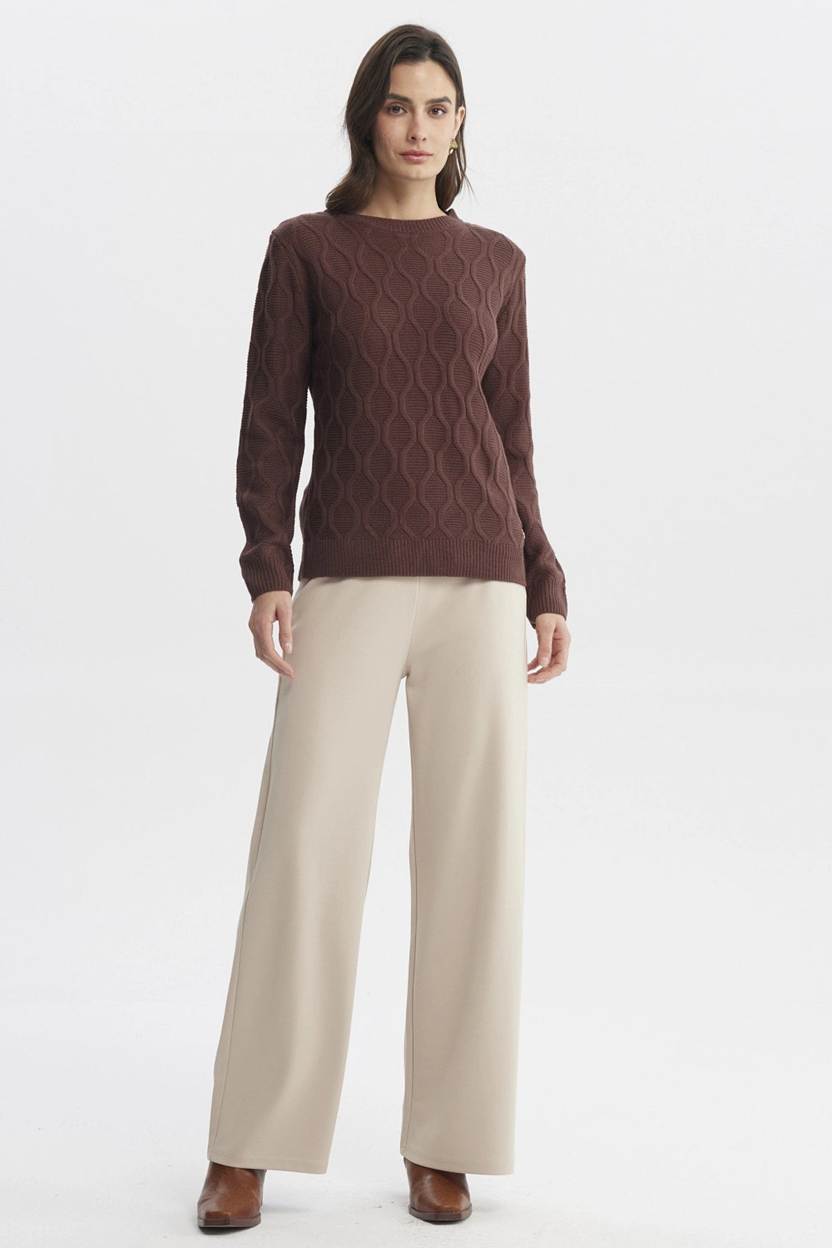 SWEATER MUJER CASUAL CAFE  CLARO - 4