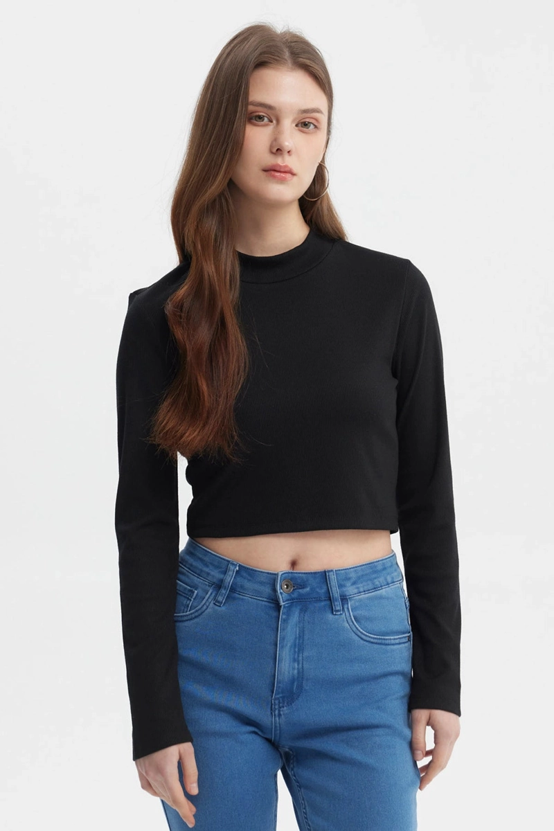 POLERA MUJER RIB NEGRO - 1