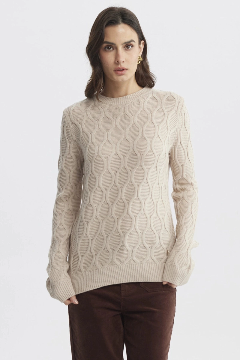 SWEATER MUJER CASUAL BEIGE - 1
