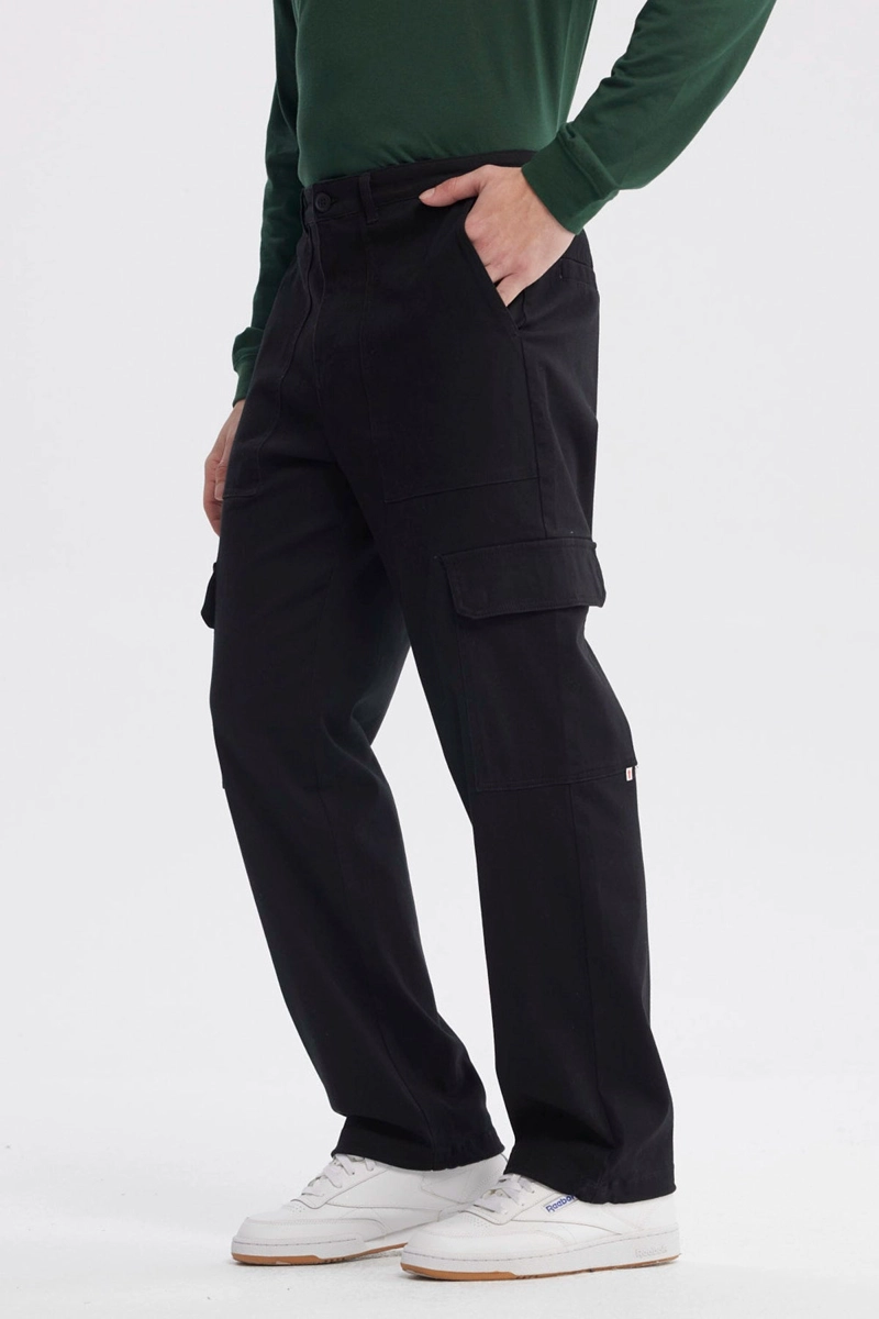 PANTALON HOMBRE BOLSILLO CARGO NEGRO - 2