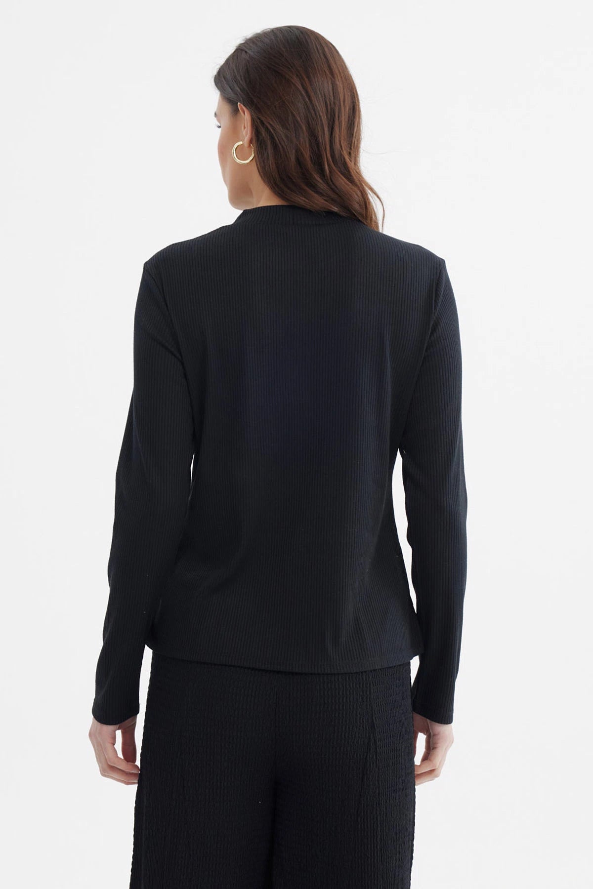 POLERA MUJER RIB LISA NEGRO - 3