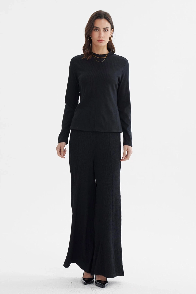 POLERA MUJER RIB LISA NEGRO - 4