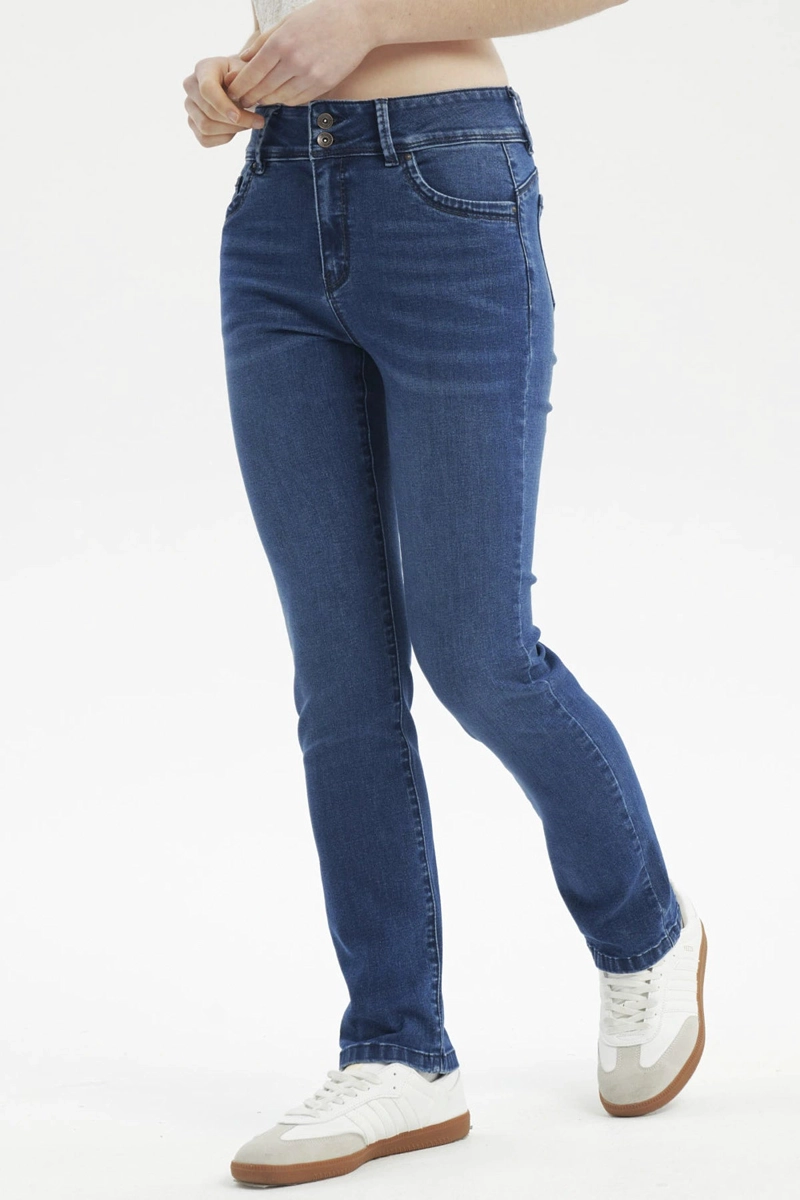 JEANS MUJER FLO CALCE RECTO AZUL OSCURO - 2
