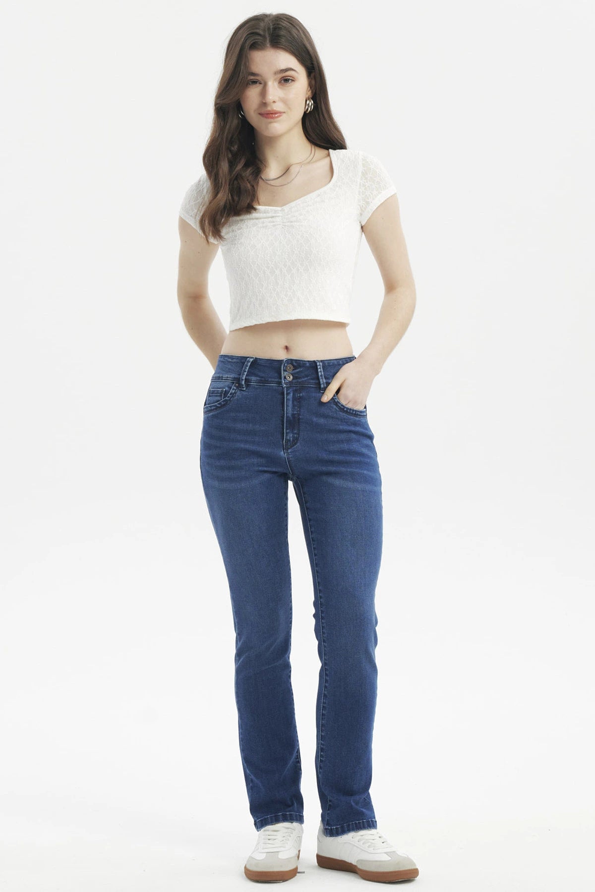 JEANS MUJER FLO CALCE RECTO AZUL OSCURO - 4