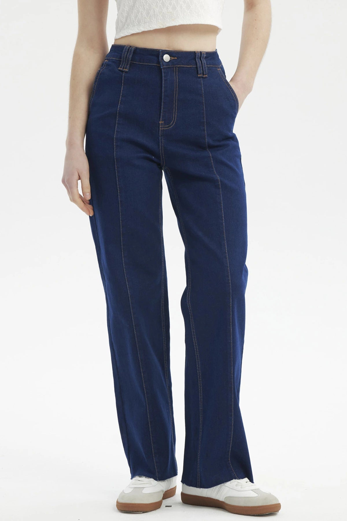 JEANS MUJER CALCE RECTO AZUL OSCURO - 1