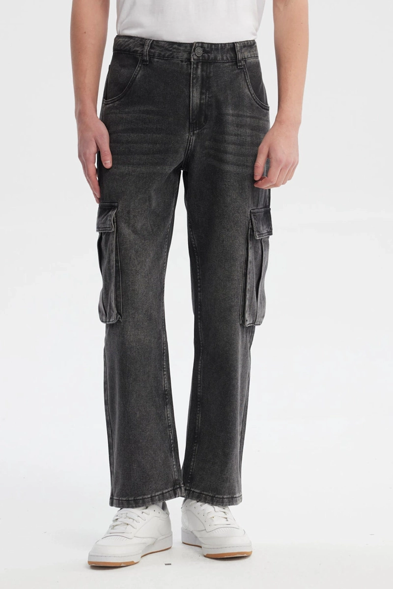 JEANS HOMBRE CARGO CALCE RECTO GRIS - 1