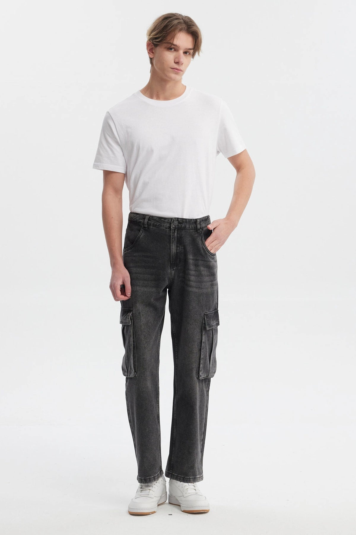JEANS HOMBRE CARGO CALCE RECTO GRIS - 4