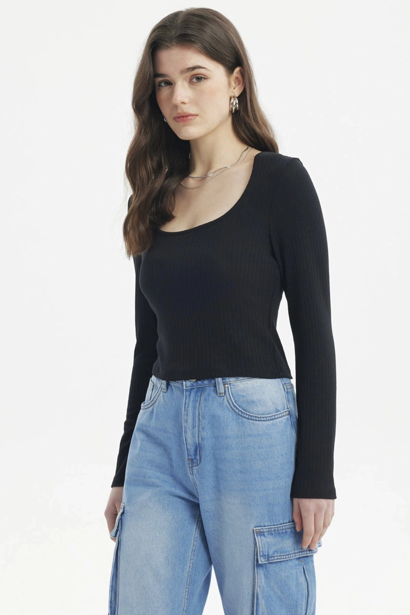 POLERA MUJER RIB NEGRO - 2