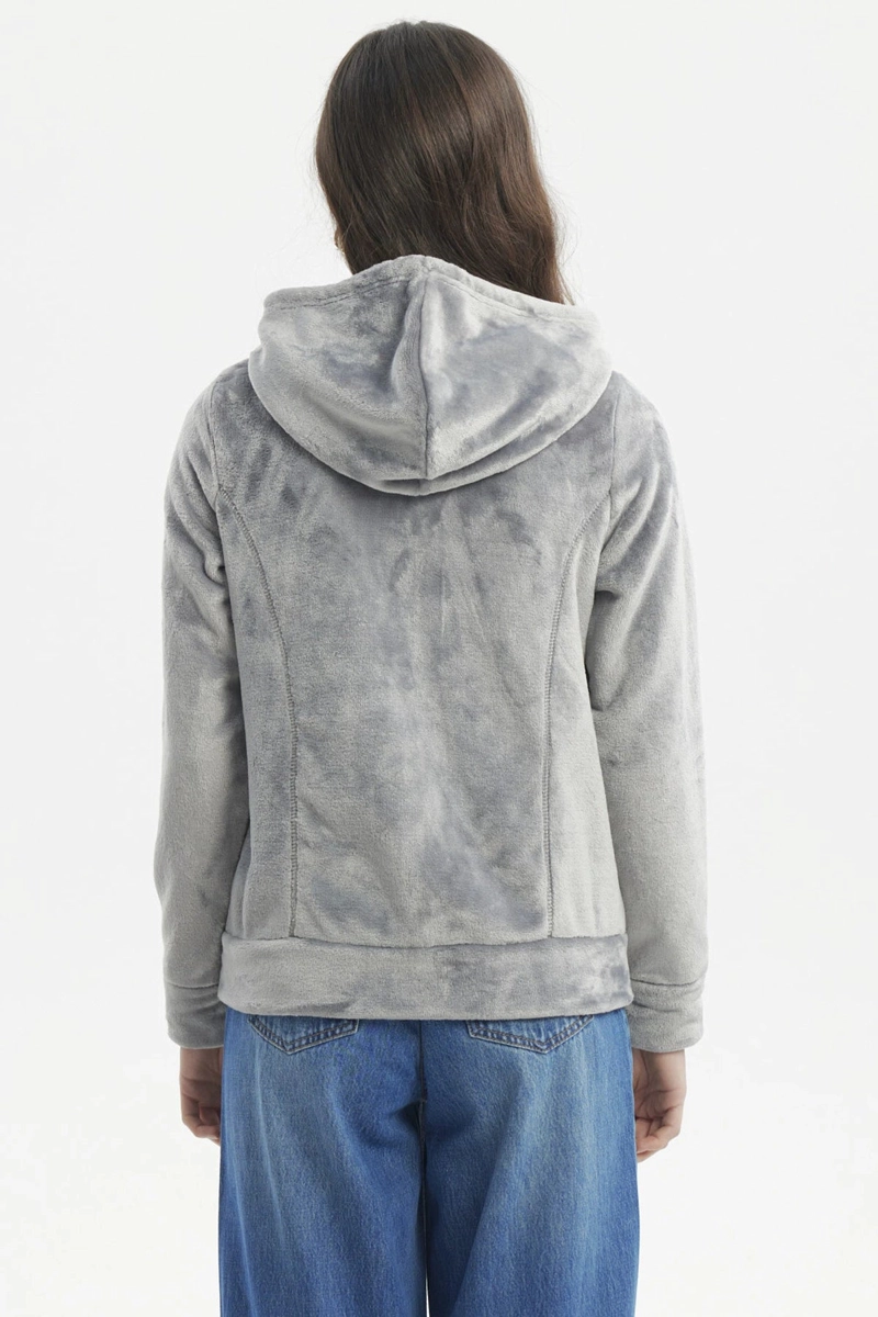 POLAR MUJER ABIERTO PLUSH GRIS OSCURO - 3