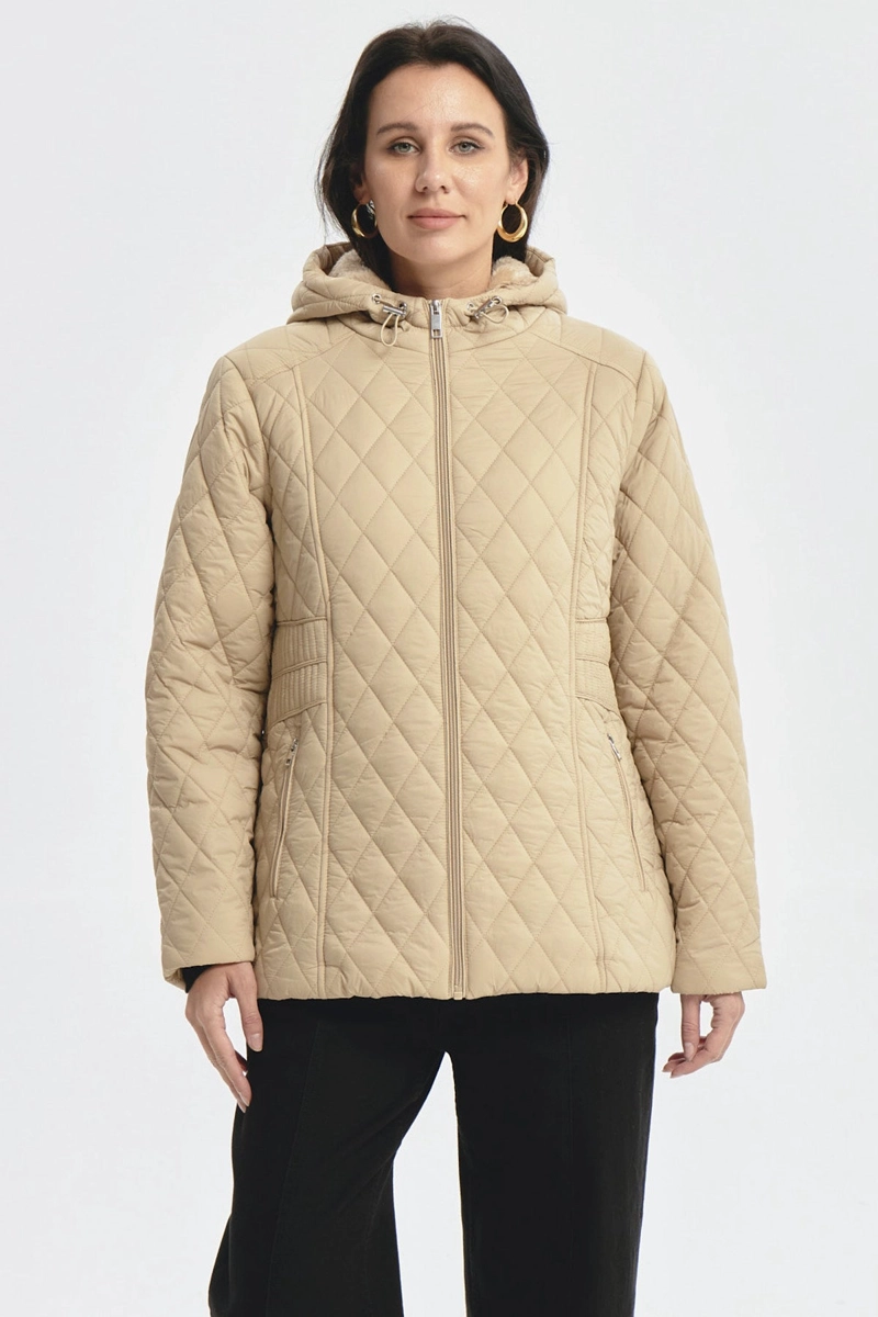 PARKA MUJER CON CHIPORRO BEIGE - 1