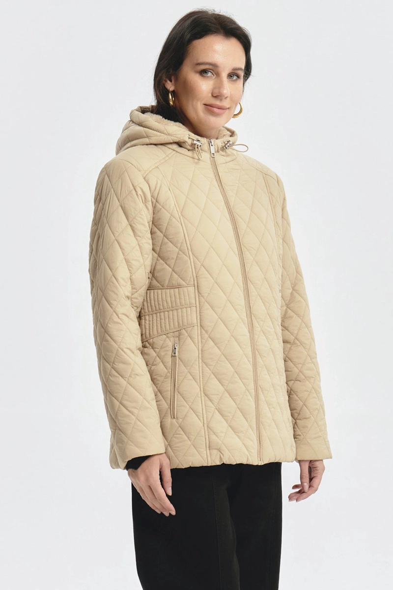 PARKA MUJER CON CHIPORRO BEIGE - 2