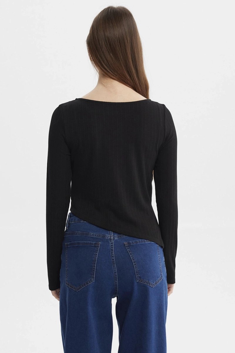 POLERA MUJER OJETILLO EN COSTADO NEGRO - 3