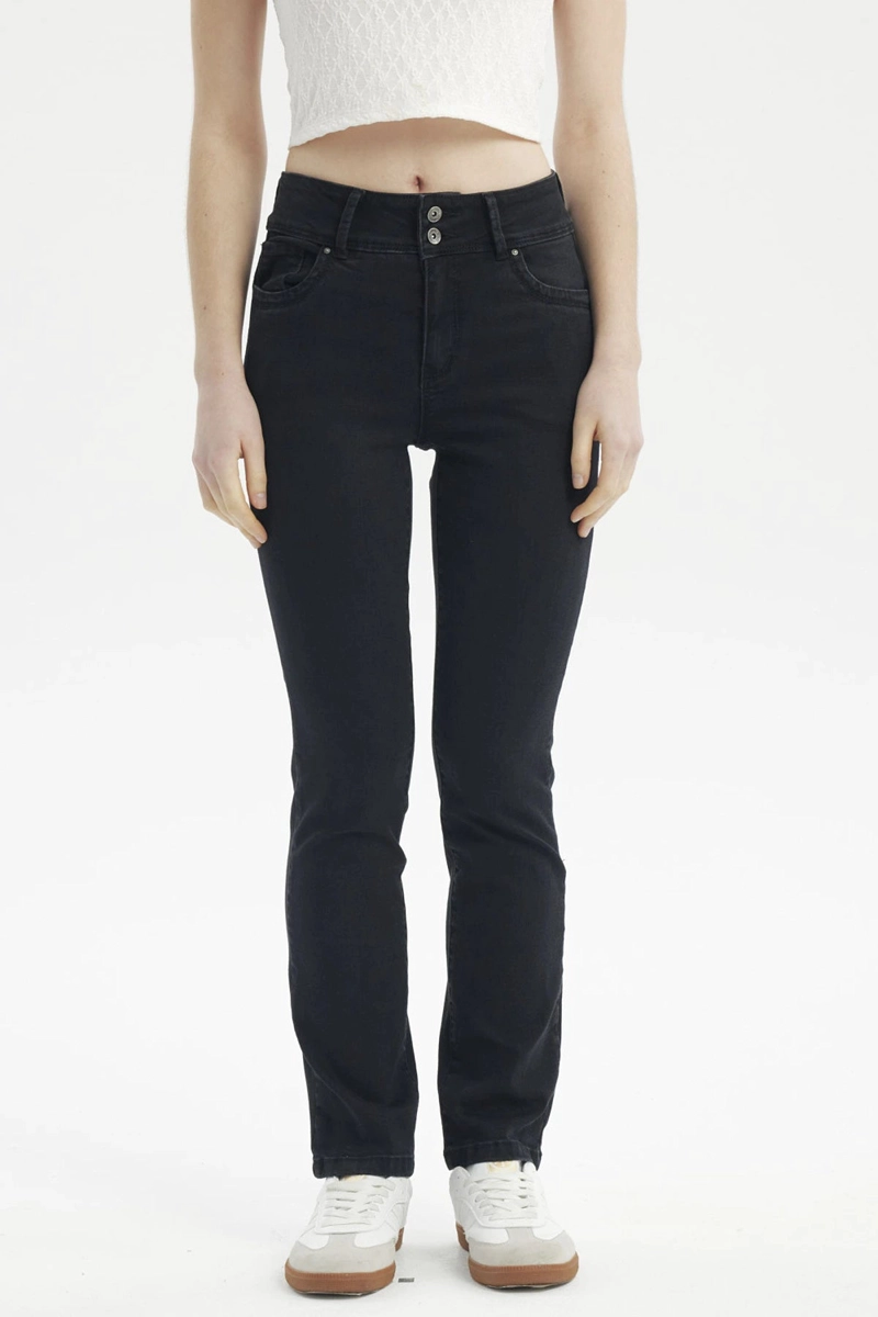 JEANS MUJER FLO CALCE RECTO NEGRO - 1