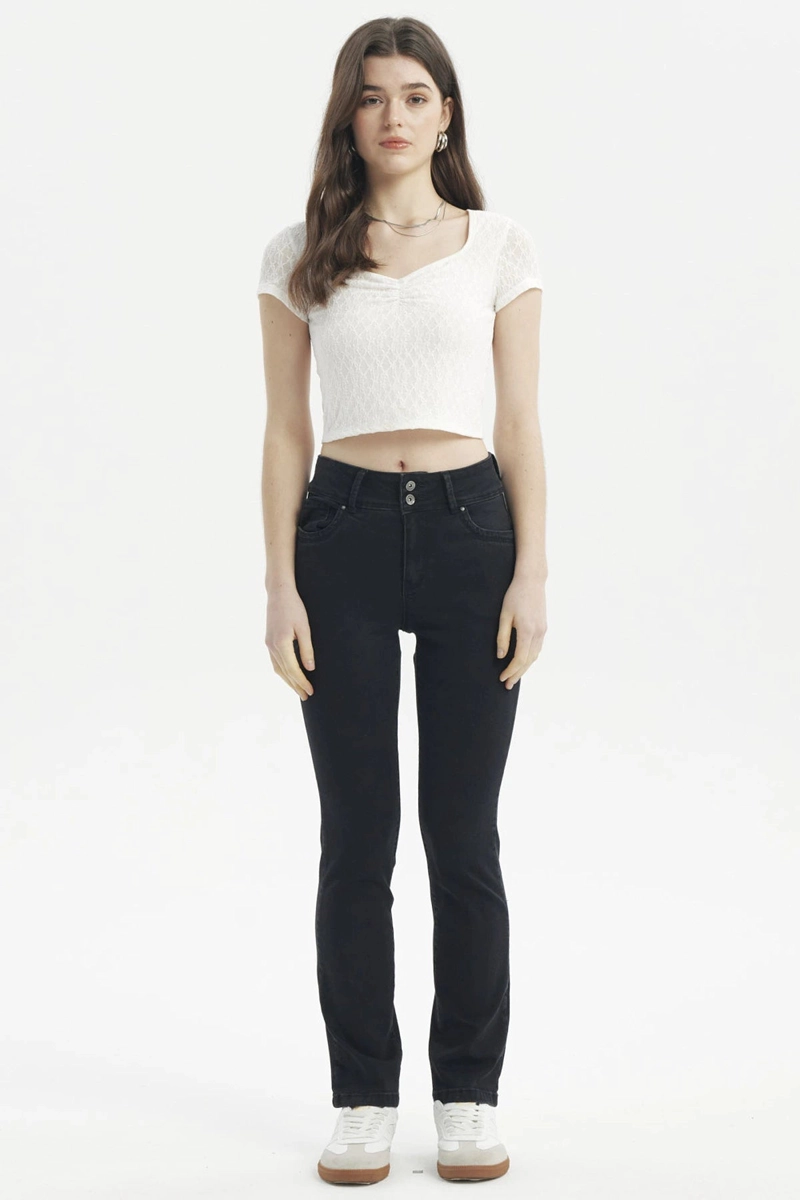 JEANS MUJER FLO CALCE RECTO NEGRO - 4
