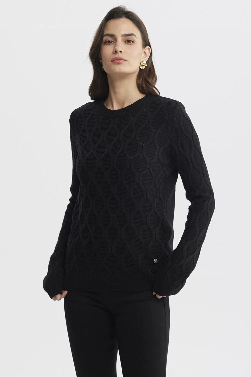 SWEATER MUJER CASUAL NEGRO - 1