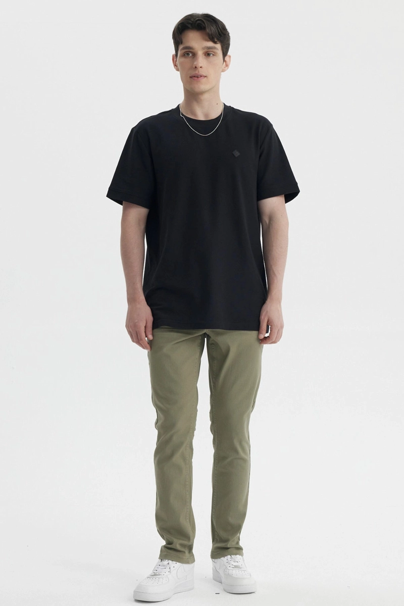 JEANS HOMBRE SLIM COLOR VERDE MILITAR - 4