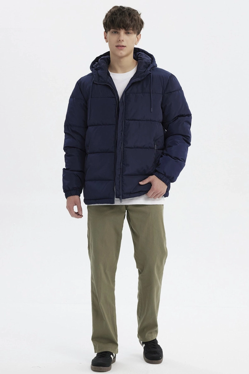 PARKA HOMBRE BASICA LISA AZUL MARINO - 4