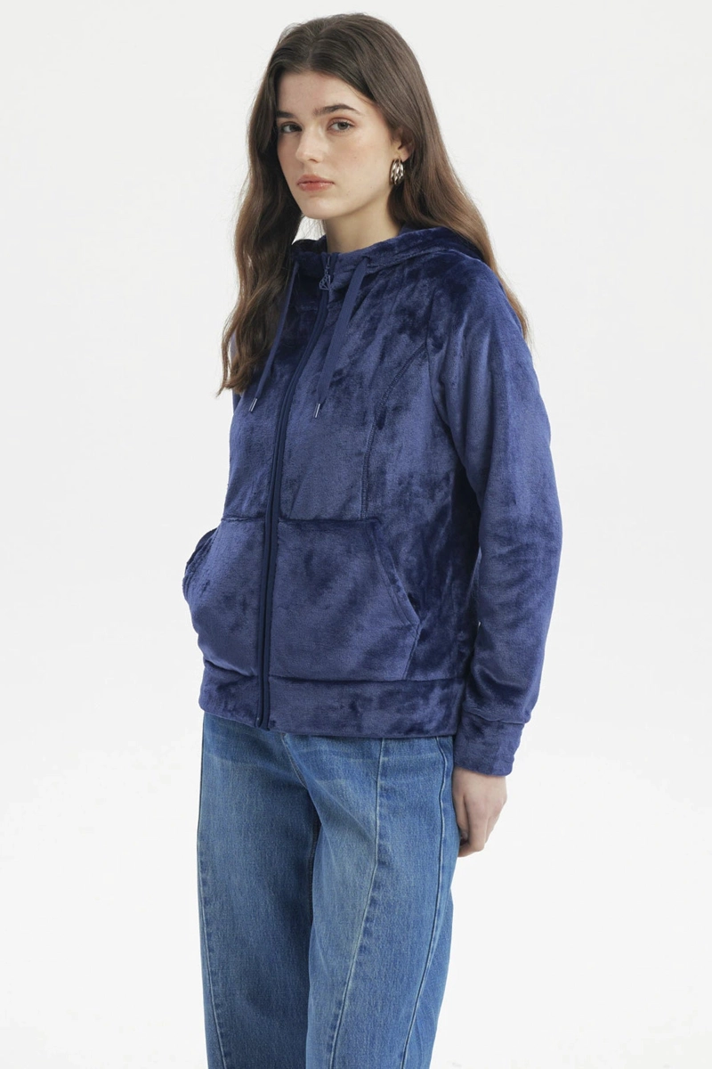 POLAR MUJER ABIERTO PLUSH AZUL OSCURO - 2