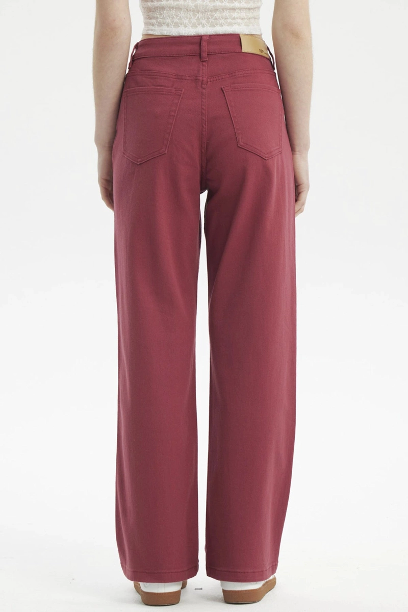 JEANS MUJER CALCE RECTO COLOR BURDEO - 3
