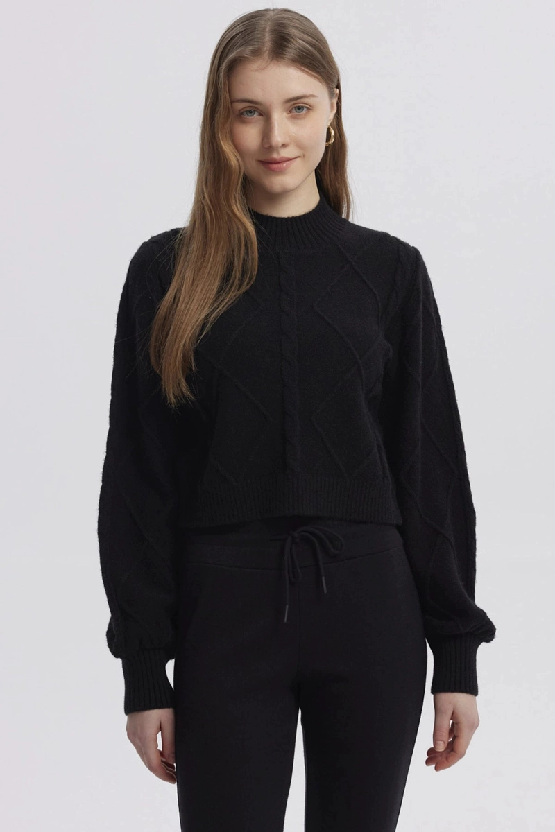 SWEATER MUJER LISO NEGRO - 1