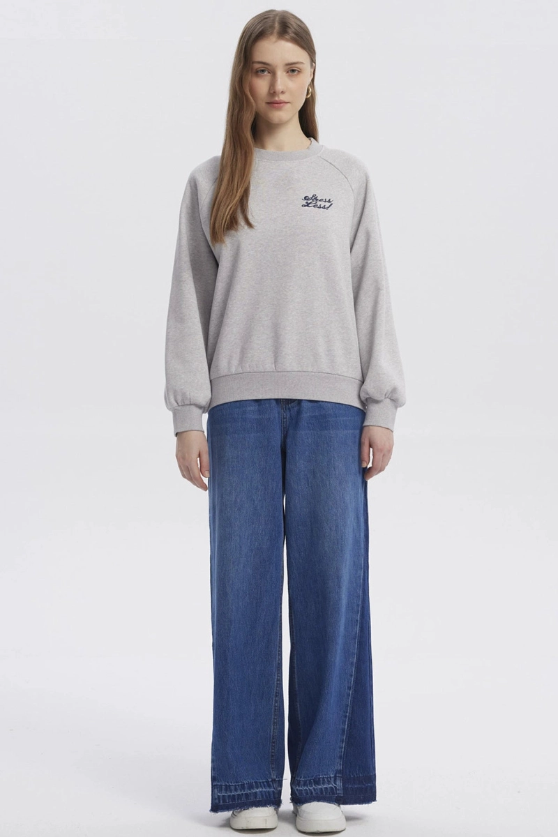 POLERON MUJER OVERSIZE PRINT GRIS MELANGE - 5