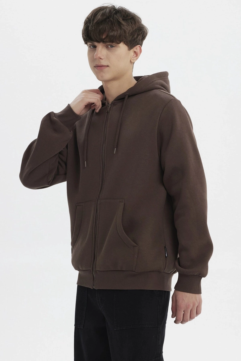 POLERON HOMBRE FULL ZIPPER BASICO CAFE - 2