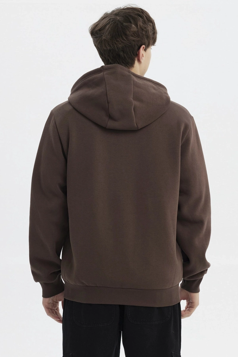 POLERON HOMBRE FULL ZIPPER BASICO CAFE - 3
