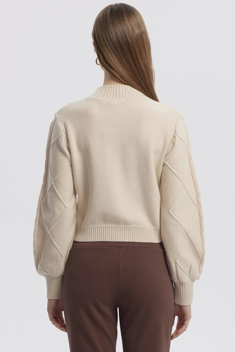 SWEATER MUJER LISO BEIGE CLARO - 3