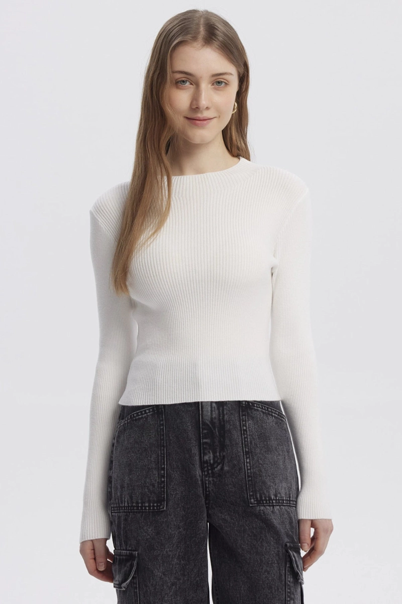 SWEATER MUJER AJUSTADO BLANCO - 1
