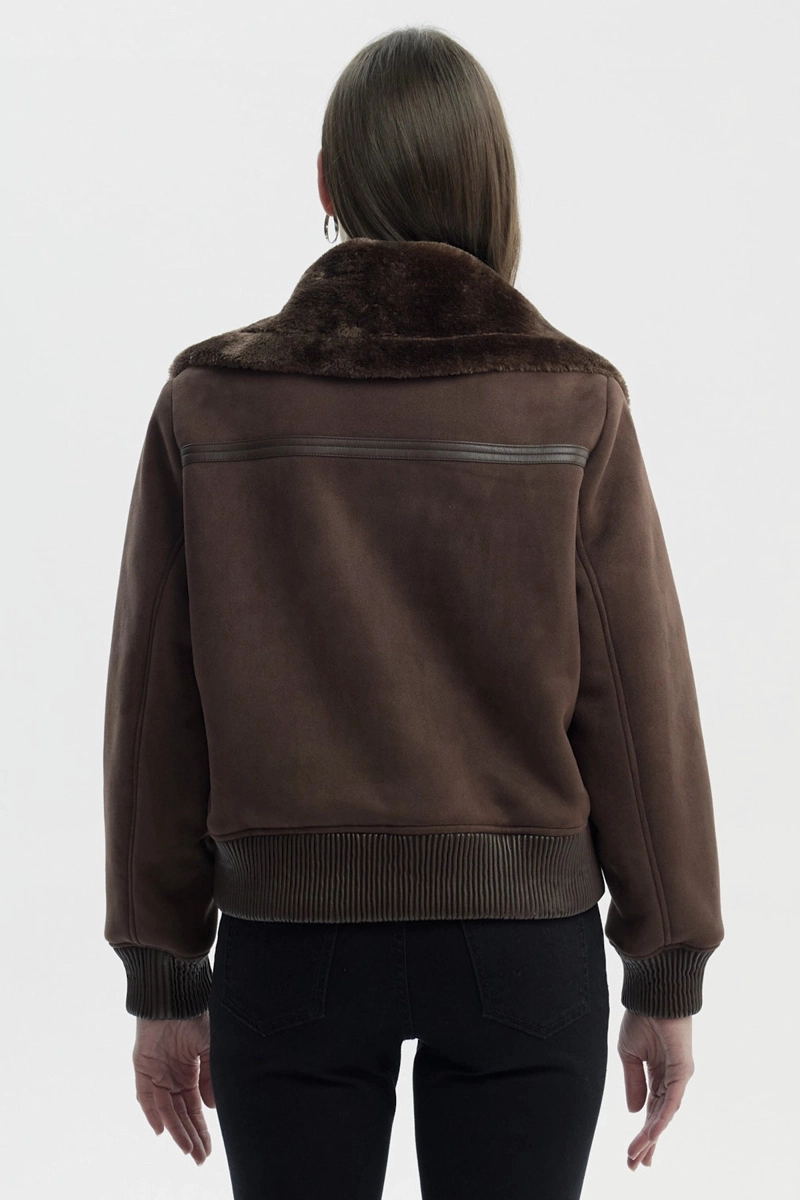 CHAQUETA MUJER CUELLO CAMISERO CAFE - 3