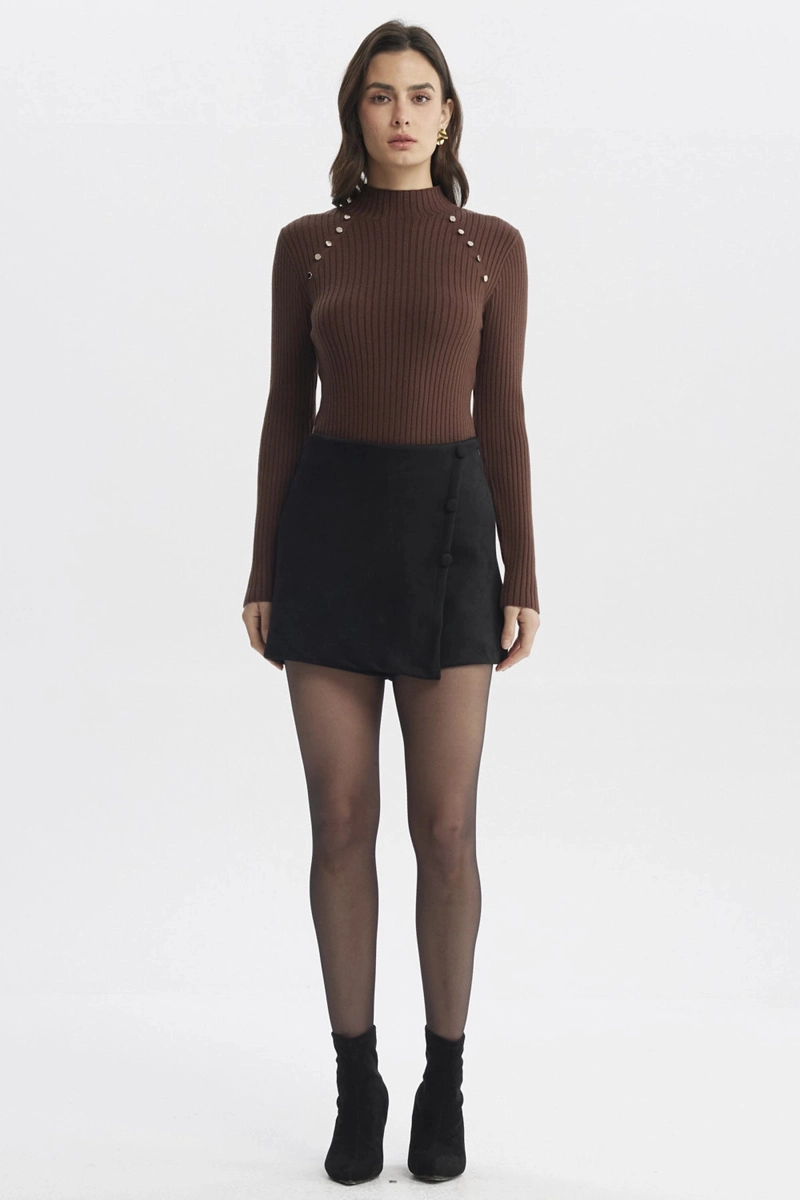 SWEATER MUJER AJUSTADO CAFE - 5